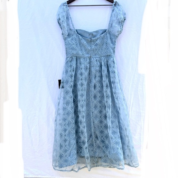 LULUS | NWT XL EXCEEDINGLY ELEGANT BLUE FLORAL APPLIQUÉ BUSTIER MIDI DRESS - Picture 11 of 11